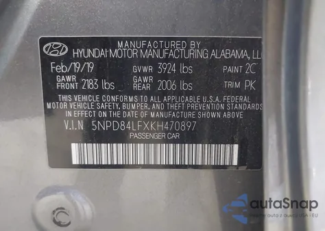 2019 Hyundai Elantra Sel/Value/Limited из США, поврежденный, VIN 5NPD84LFXKH470897